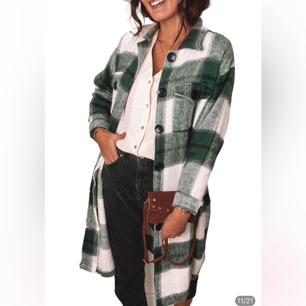 Green plains pocket grid jacket